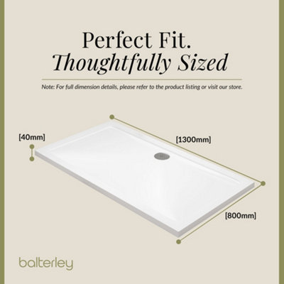 1300mm x 800mm Premium Rectangular Shower Tray - White