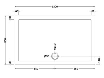 1300mm x 800mm Premium Rectangular Shower Tray - White