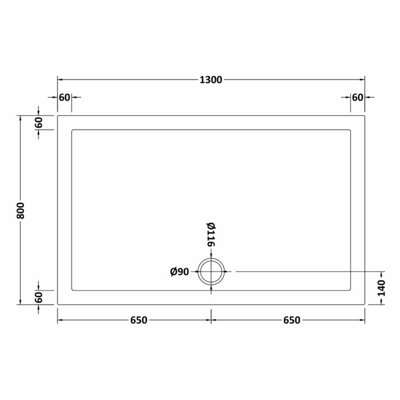 1300mm x 800mm Premium Slip Resistant Rectangular Shower Tray - White