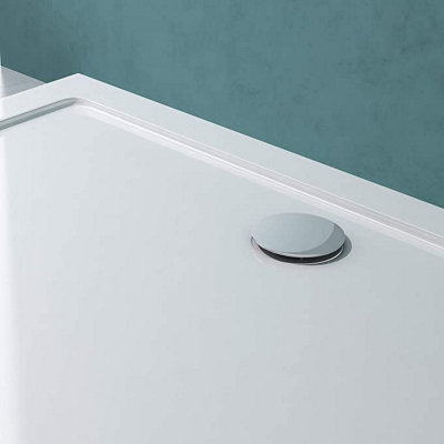1300x800mm Rectangle Shower Tray Slimline 40 mm Stone Resin White Finish Tray - 3