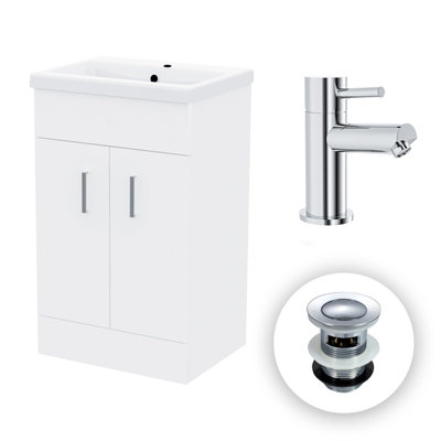 B&Q -  500mm Freestanding Basin Vanity Ceramic Basin Sink And Tap