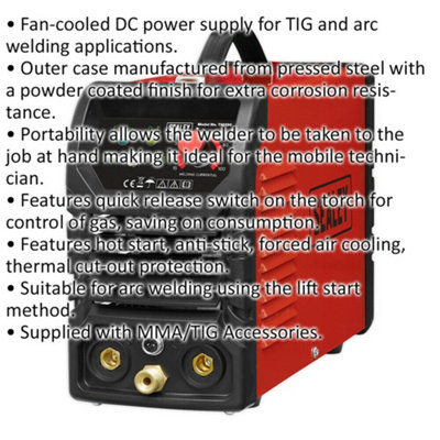 130A TIG & MMA Inverter Welder - Fan Cooled DC Power Supply - Arc Welding - 230V