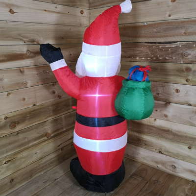 130cm (4ft) Inflatable LED Outdoor Christmas Standing Santa with Gift in Sack - 5