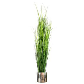 130cm Artificial Onion Grass Plant with Silver Metal Plater