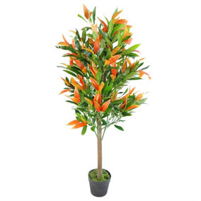 130cm Artificial Red & Green Ficus Tree