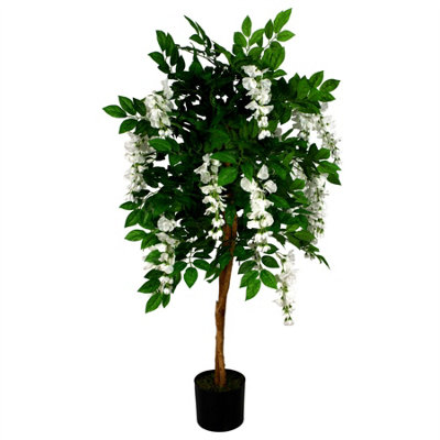 130cm Luxury Artificial Wisteria Tree White Flowers Premium Range