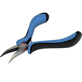 130mm Bent Nose Mini Needle Pliers Soft Grip Handles With Return Springs