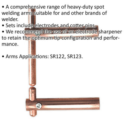 130mm Heavy Duty Spot Welding Arms - Plain Electrode Holder - Cotter Pins