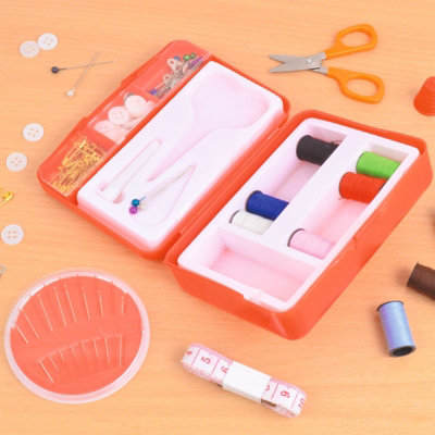 90-Piece Sewing Kit With Thread, Needle, Tape Measure, Scissors & Thimble – Portable Travel Set