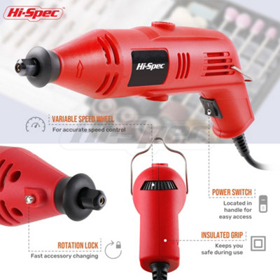 130W Advanced Rotary Tool Set 121 Pc 30000RPM With 6 Speed Settings by Hi-Spec