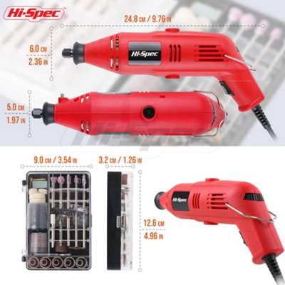 130W Advanced Rotary Tool Set 121 Pc 30000RPM With 6 Speed Settings by Hi-Spec