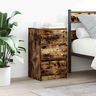 Berkfield Bedside Cabinet With 3 Drawers Smoked Oak 39X35X65 Cm from B&Q