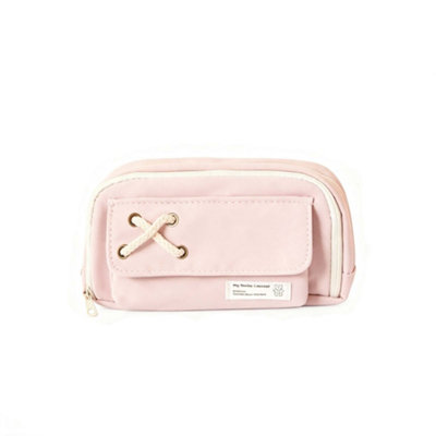 B&Q 1Pc Capacity Pencil Case,big Pencil Bag Organizer Box Pen Case,portable Journaling Supplies Asthetic Supply For Girls Adults,pink