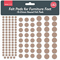 132pk Round Felt Pads for Furniture Feet - 10-25mm - Beige Furniture Pads Floor Protectors for Furniture Legs, Felt Furniture Pads