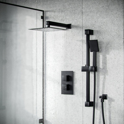 Nes Home 2 Dial Thermostatic Mixer Shower SetHandset & Riser Slider Rail Kit from B&Q
