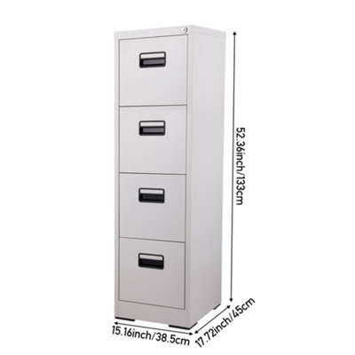 133cm H Cabinet 4-Drawer Vertical File Cabinet with Interlock, White