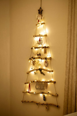 133cm Wooden Rope Christmas Tree Decoration Large Ladder Hanging LED ...