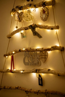 133cm Wooden Rope Christmas Tree Decoration Large Ladder Hanging LED ...