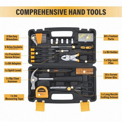134 Pcs Home Repair Tool Kit Set with Case