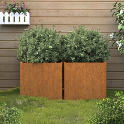 B&Q -  Planters 2 Pcs 49X47X46 Cm Corten Steel