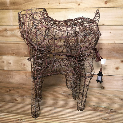 135cm (53") Brown Outdoor Standing Wicker Reindeer Decoration With LED Lights - 4