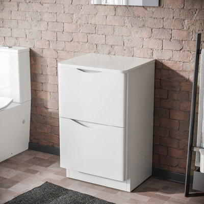 B&Q -  500mm Gloss White 2 Drawer Work Top Freestanding Vanity Unit Bathroom