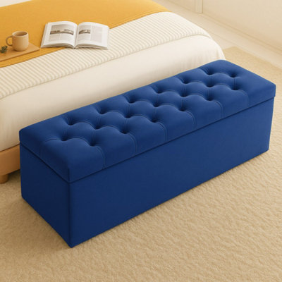 137cm Chesterfield Ottoman Storage Box- Plush Velvet Shoe Bench ...