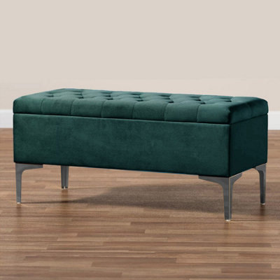 137cm Modena Ottoman bench with Storage and Triangle Metal Legs ...
