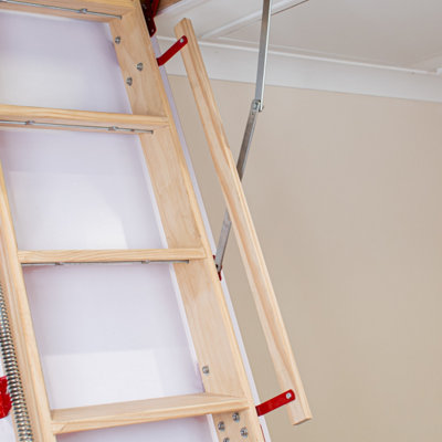 1380mm x 700mm Grand Wooden Loft Ladder - 4
