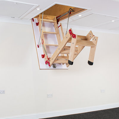 1380mm x 700mm Grand Wooden Loft Ladder - 7