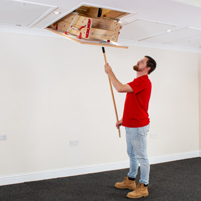 1380mm x 700mm Grand Wooden Loft Ladder - 9