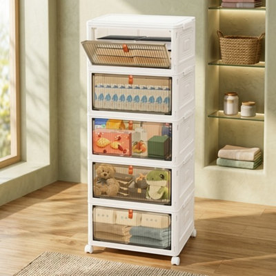  - Storage Boxes With Lid Plastic Storage Organizer 5 Tier With Wheels