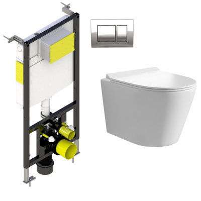 Nes Home Moxley Wall Hung Rimless Toilet Pan  And Wc Framed Cistern from B&Q