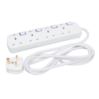 13A 1 Gang Extension Socket + 10m Lead, WITH NEON INDICATOR & 13A PLUG