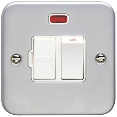 13A DP Switched Fuse Spur & Neon Light HEAVY DUTY METAL CLAD Mains Isolation
