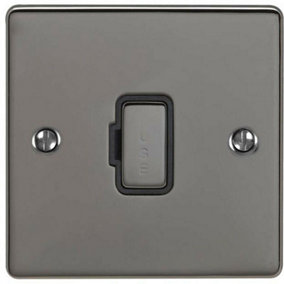 13A DP Unswitched Fuse Spur BLACK NICKEL & Black Mains Isolation Wall Plate