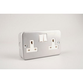 13A Metal Clad Twin Wall Sockets with Switch (Pack of 4)