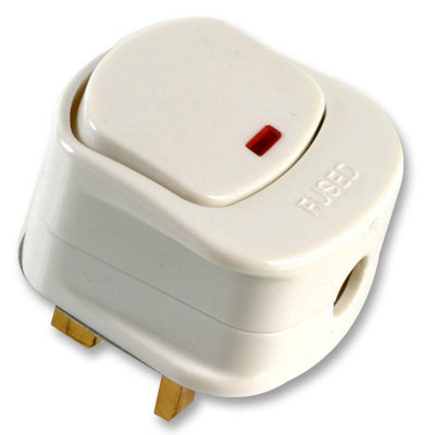 13A Switched Rewireable Plug Top with Neon Light - White