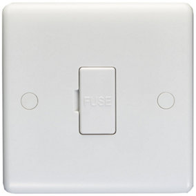 13A Unswitched Fuse Spur - WHITE PLASTIC Mains Isolation Appliance Wall Plate