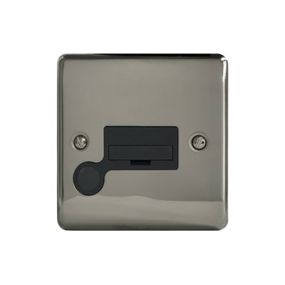 13A Unswitched Spur + Flex Outlet Black Nickel, Black Insert