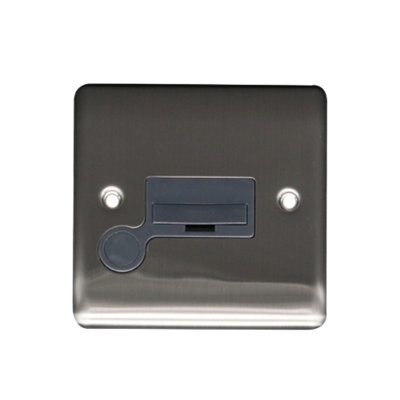 13A Unswitched Spur + FO Brushed Chrome, Grey insert