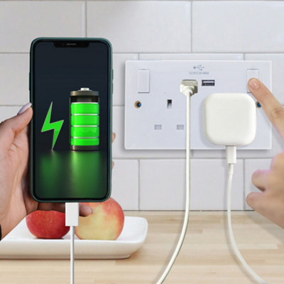 13Amp Socket Double Switch 2 Usb Ports 2 Gang Power Electric Wall White Power