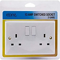 13Amp Socket Double Switch Plug 2 Gang Power Electric Wall Home Power