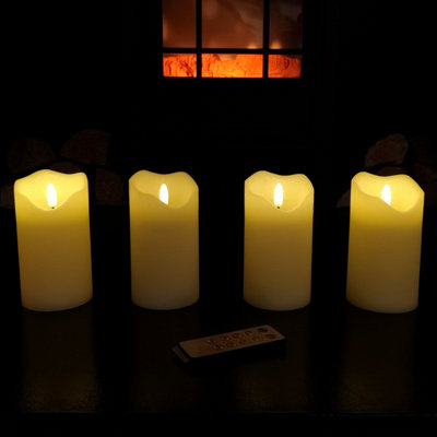 13cm Battery Operated Set of 4 Cream Wave Top Flameless LED Candle Price Comparisons | Compare The Build