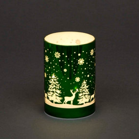 13cm Christmas Decorated Vase Table Forest Scene Green