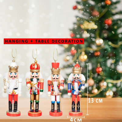 13cm Wooden Nutcrackers Figures Christmas Ornament 4Pcs Set