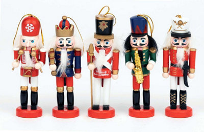 13cm Wooden Nutcrackers Figures Christmas Ornament 5Pcs Set