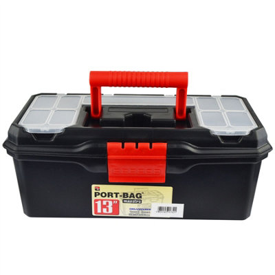 3PC PLASTIC TOOL BOX CHEST SET HANDLE TRAY & COMPARTMENT DIY STORAGE TOOLBOX  BAG