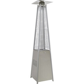 13kW Steel Propane Gas Pyramid Patio Tower Heater - Outdoor Garden Dining Set
