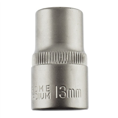 13mm 1/2" Dr Socket Super Lock Metric Shallow CRV Knurl Grip 6 Point